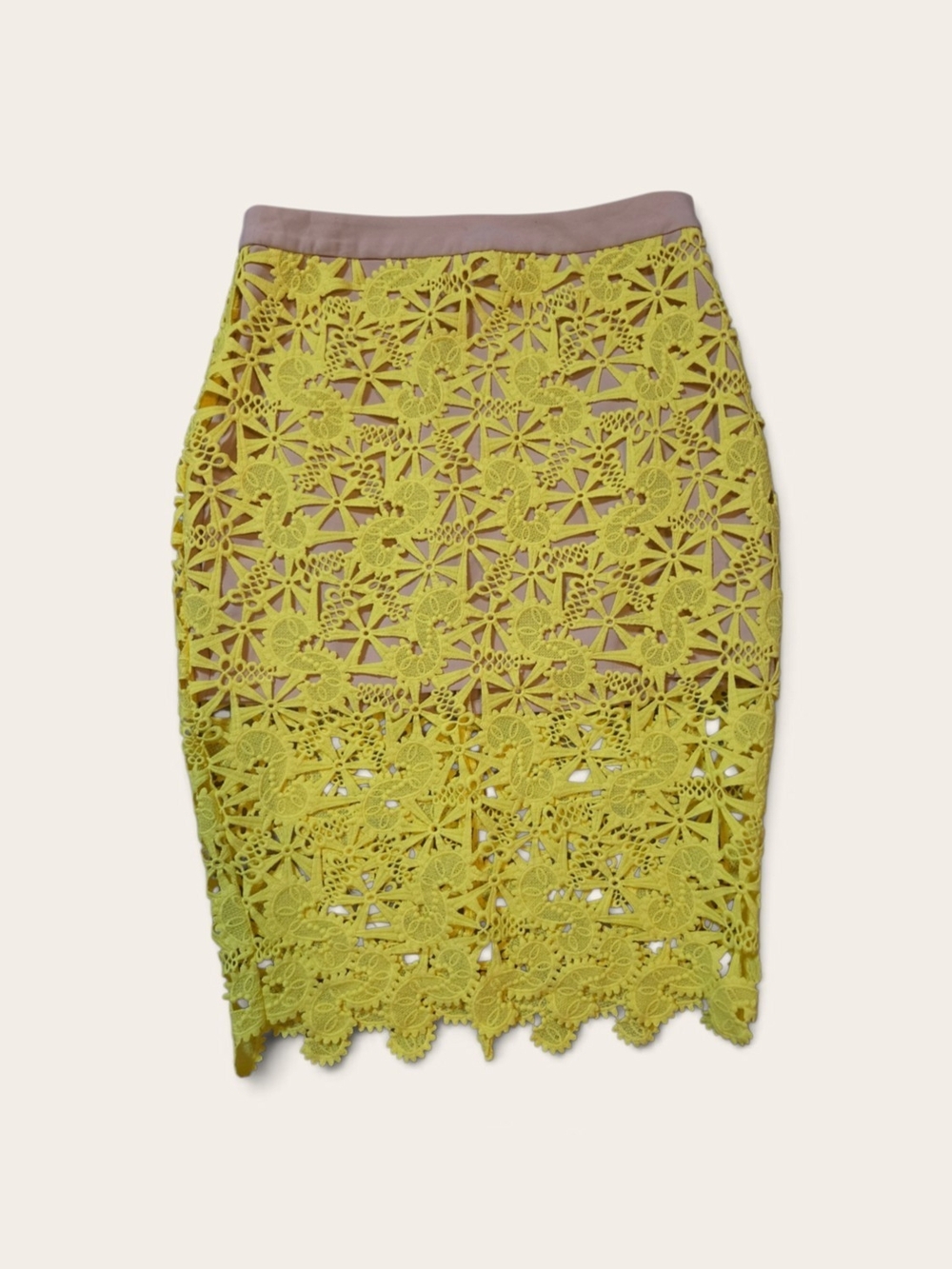 Endless Rose Yellow Crochet Lace Pencil Skirt